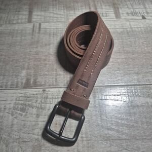 Levis Strauss Brown Double Cross-Stitched Durable Mens Leather Belt Size 42-44